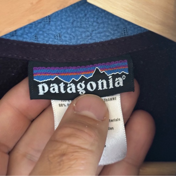 Patagonia Rhythm 1/4 Zip Thumb holes Fleece Blue Purple Pullover Womens Small - Picture 7 of 9